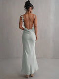 Poshoot Petal Flow Backless Maxi Dress