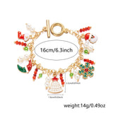 Poshoot Cute Christmas Series Santa Claus Tree Elk Pendant Bracelets for Women Handmade OT Chain Thanksgiving Xmas Party Jewelry Gifts