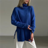 Poshoot Turtleneck Sweater Women's New Casual Long-Sleeved Warm Pullover Loose Solid Knitted Bottoming Shirt Commuting Outfits