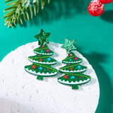 Poshoot Classic Green Christmas Tree Acrylic Printed Earrings for Women Cartoon Pattern Red Star Gloves Drop Earring Xmas Jewelry Gifts