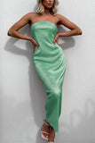 Poshoot Christmas Thanksgiving Gifts  Elegant Backless Tie-Up Strapless Maxi Dress