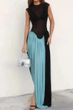 Poshoot Christmas Thanksgiving Gifts  Contrast Pleated Boho Maxi Dress