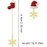 Poshoot New Design Asymmetric Snowflake Christmas Boot Hat Drop Earrings for Women Moving Santa Claus Long Tassel Earring Party Jewelry