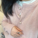 Poshoot Sweet Pink Knitted Sweater Women Korean O-Neck Long Sleeve Knit Cardigan Woman 2024 Button Up Solid Color Jumper Female