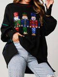 Poshoot Women Y2k Graphic Sweatshirt Sequin Christmas Sweater Nutcracker Shirt Crewneck Long Sleeve Pullover Jumper Tops