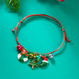 Poshoot Fashion Simple Handwoven Braided Christmas Bracelets for Women Enamel Metal Xmas Tree Santa Claus Adjustable Bracelet Jewelry