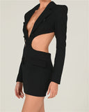 Poshoot Contrast Blazer Cut-Out Dress