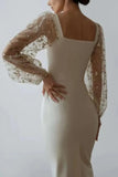 Poshoot Christmas Thanksgiving Gifts Elegant White Lace Midi Dress