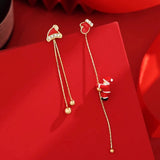 Poshoot New Design Asymmetric Snowflake Christmas Boot Hat Drop Earrings for Women Moving Santa Claus Long Tassel Earring Party Jewelry