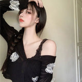 Poshoot 3D Butterfly Knitted Cardigan Women 2025 Summer Sexy Lace Long Sleeeve Crop Tops Woman Chic Short Thin Sunscreen Shirts Female