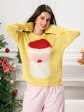 Poshoot Women's y2K Christmas Sweaters Classic Reindeer/Snowman/Santa Print Long Sleeve Round Neck Knit Jumper Tops