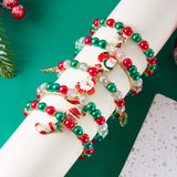 Poshoot Christmas Drip Oil Santa Claus Beaded Bracelets for Women Handmade Crystal Beads Christmas Tree Sock Charm Bracelet Jewelry Gift