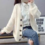 Poshoot Oversized Knit Sweater Coat Women Autumn Winter Long Sleeve Twisted Sweaters Cardigan Woman Wild Solid Color Cardigans Ladies