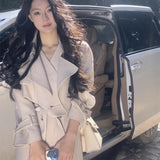 Poshoot Chic Mermaid Dress Two Piece Sets Women Korean Lapel Short Trench Coat Outfits Female Elegant 2024 Spring Autumn Clothing Suit