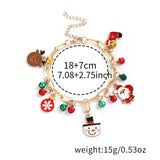 Poshoot Christmas Pendant Chunky Chain Bracelet for Women Cartoon Snowman Santa Claus Elk Boot Snowflake Charm Bracelet Festival Jewelry