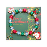 Poshoot Christmas Drip Oil Santa Claus Beaded Bracelets for Women Handmade Crystal Beads Christmas Tree Sock Charm Bracelet Jewelry Gift