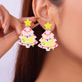 Poshoot Mixed Style Acrylic Christmas Earrings for Women Pattern Christmas Tree Black Cat Santa Claus Drop Earrings Girls Party Jewelry