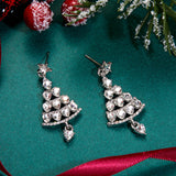 Poshoot Luxury Colorful Rhinestone Christmas Tree Dangle Earrings for Women Exquisite Zircon Star New Year Earrings Girls Party Jewelry