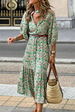 Poshoot Christmas Thanksgiving Gifts  Floral Print V-Neck Boho Maxi Dress