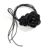 2Pcs 145CM Long Rope Chains With Large Rose Flower Necklace for Women Adjustable Bowknot Clavicle Choker Y2K Wed Accessories New