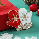 Poshoot Fashionable Rhinestone Drip Oil Santa Claus Brooches for Women Alloy Christmas Tree Gloves Unisex Holiday New Year Jewelry Gifts