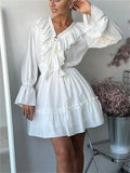 Poshoot Lily Lace Ruffle Mini Dress