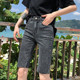 Poshoot 2024 Women's Denim Shorts Summer Bodycon Biker High Waisted Short Pants Woman Streetwear Knee Length Jean Shorts Female