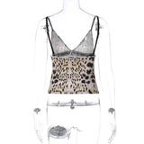 Poshoot Y2K Lace Up Leopard Print High Waist Sexy Women Cami Crop Top 2024 Summer Evening Hot Party Clothes Casual Outfits