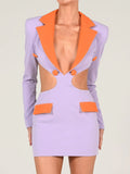 Poshoot Contrast Blazer Cut-Out Dress