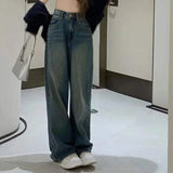 Poshoot Vintage Wide Leg Cargo Jeans Women 2023 Autumn High Waist Bagge Pants Woman Y2K Streetwear Loose Denim Trousers Female