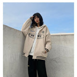 Poshoot Zipper Letter Print Bomber Jacket