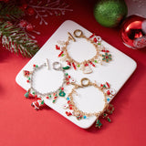 Poshoot Cute Christmas Series Santa Claus Tree Elk Pendant Bracelets for Women Handmade OT Chain Thanksgiving Xmas Party Jewelry Gifts