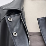 Poshoot Faux Leather Zipper Over-shirt Jacket