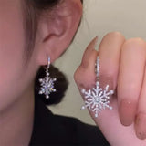 Poshoot Temperament Beautiful Firework Stud Earrings for Women Korean Imitation Pearl Rhinestone Snowflake Earring Girls Party Jewelry