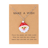 Poshoot New Cute Trendy Christmas Necklace for Women Girl Resin Cartoon Santa Claus Snowman Crutch Choker Necklace New Year Jewelry Gift