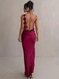 Poshoot Petal Flow Backless Maxi Dress