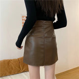 Poshoot Pleated Pu Leather Short Skirts Women Spring Summer High Waist Irregular Skirt Woman Zipper Up Streetwear Skirts Mujer