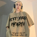 Poshoot New American Retro Street Letter Printed Couple T-shirt Summer Oversize Loose Top Gothic Outwear Y2k Tees Korean Fashion