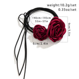 2Pcs 145CM Long Rope Chains With Large Rose Flower Necklace for Women Adjustable Bowknot Clavicle Choker Y2K Wed Accessories New