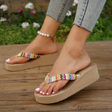Poshoot-Women's Flip Flop Summer Slippers Sports Shoes Platform Sandals Wedges Pink Heels Beach Home Casual Elegant Medium Heel on Offer