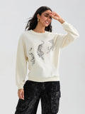 Poshoot Y2K Tiger Print Sweatshirts for Women Casual Graphic Pullover Top Oversized T-Shirts Going Out Streetwear