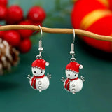 Poshoot Cute Christmas Snowman Drop Earrings for Women Fashion Shiny Crystal Snowflake Earring Girls New Year Party Jewelry Holiday Gift