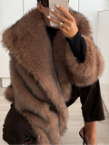 Poshoot Luxury Oversized Warm Faux Fur Short Coat Women Fashion Big Lapel Full Sleeve Flurry Jacket 2024 New Chic Female High Streetwear