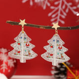 Poshoot New Fashion Acrylic Christmas Tree Earrings for Women Cute Santa Claus Snowflake Gingerbread Man Splicing Wooden Earring Jewelry