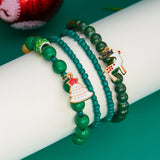 Poshoot 4 Pcs/Set Christmas Colorful Beads Bracelets for Women Handmade Snowman Santa Claus Elk Pendant Bracelet New Year Jewelry Gifts