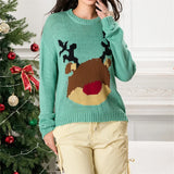 Poshoot Women's y2K Christmas Sweaters Classic Reindeer/Snowman/Santa Print Long Sleeve Round Neck Knit Jumper Tops