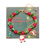 Poshoot Christmas Drip Oil Santa Claus Beaded Bracelets for Women Handmade Crystal Beads Christmas Tree Sock Charm Bracelet Jewelry Gift