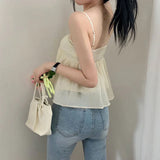 Poshoot-Strap Drawstring Fold Backless Crop Top