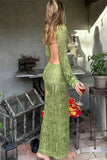 Poshoot Christmas Thanksgiving Gifts See-Through Backless Maxi Dress