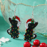 Europe And America Hot Selling Acrylic Halloween Green Hand Monster Earrings for Women Cute Animal Cat Earring Christmas Jewelry